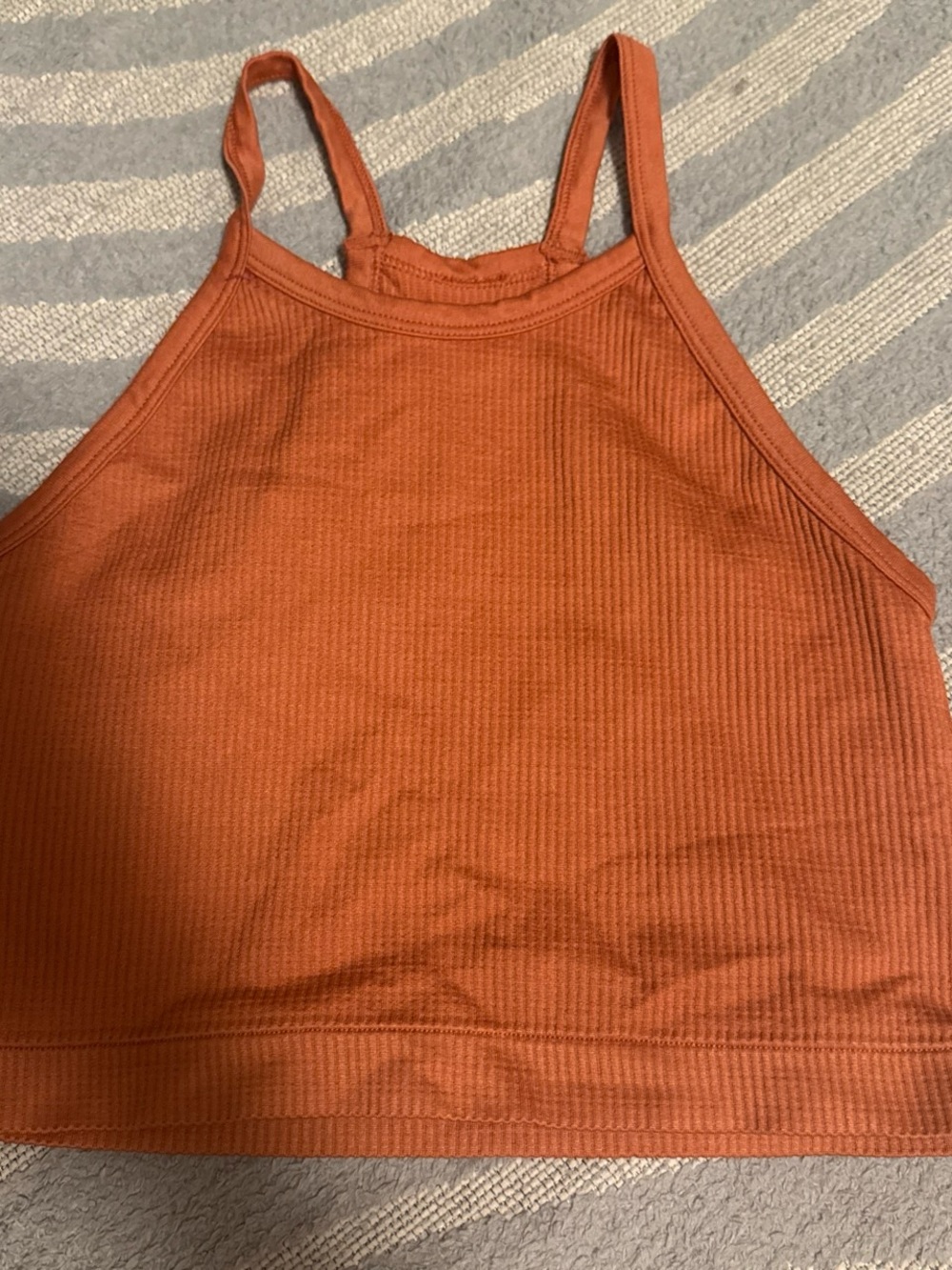 Women’s Ribbed Rust Orange Tank Top - Sleeveless Crop